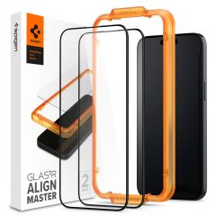 Spigen Protection d'écran en verre trempé AlignMaster Cover 2 Pack iPhone 15 - Noir