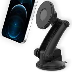 Accezz Support de téléphone pour voiture iPhone 15 Pro Max - MagSafe - Tableau de bord et pare-brise - Magnétique - Noir