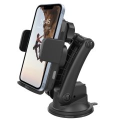 Accezz Support de téléphone de voiture iPhone 15 Pro - Chargeur sans fil - Tableau de bord et pare-brise - Noir