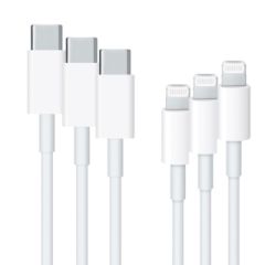 Apple 3 x Câble Lightning Original vers câble USB-C iPhone Xs - 1 mètre - Blanc