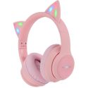iMoshion Casque pour enfants Bluetooth LED oreilles de chat - Casque sans fil + Câble AUX - Rose