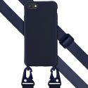 Selencia Coque silicone avec cordon amovible iPhone SE (2022 / 2020) / 8 / 7 - Bleu foncé