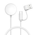 iMoshion Câble de chargement USB-C Apple Watch - 2-en-1 - 1 mètre - Blanc