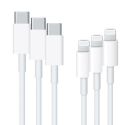 Apple 3 x Câble Lightning Original vers câble USB-C iPhone 6 Plus - 1 mètre - Blanc