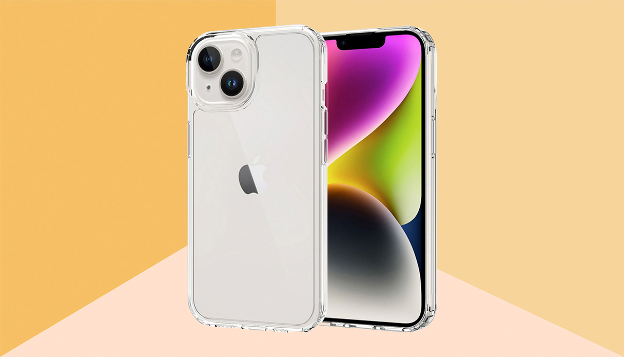 Une coque de t&eacute;l&eacute;phone transparente pour l'iPhone, la coque est une backcover.