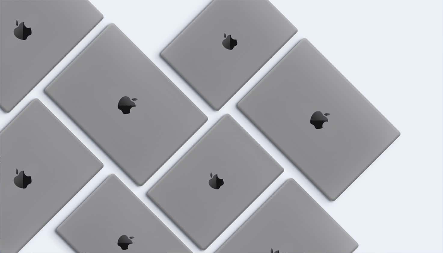 Un flatlay de différents MacBooks, les Apple MacBooks ont différentes tailles et types.