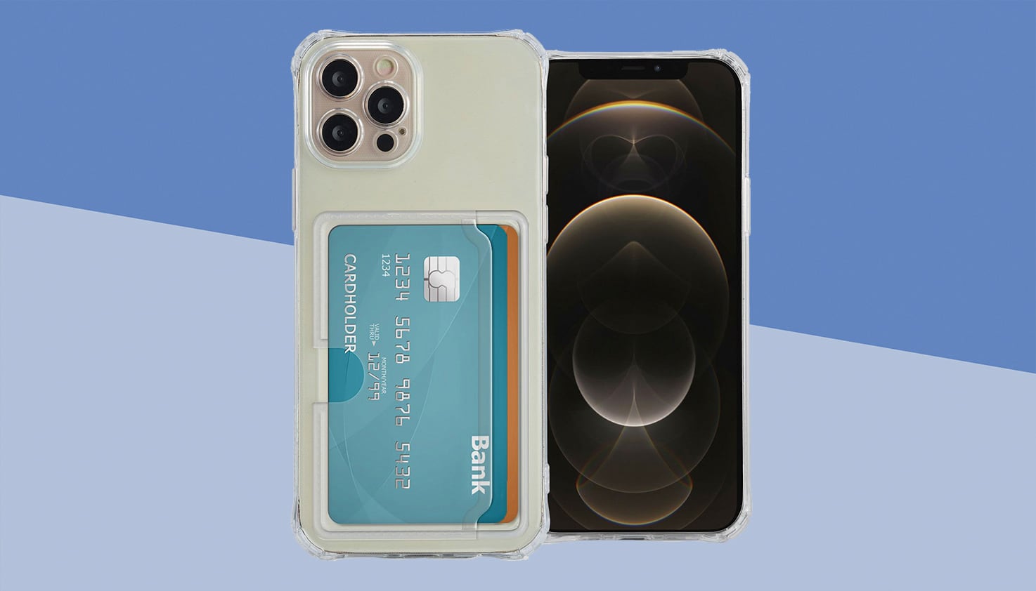 Une coque arri&egrave;re avec porte-cartes, le t&eacute;l&eacute;phone est un iPhone.