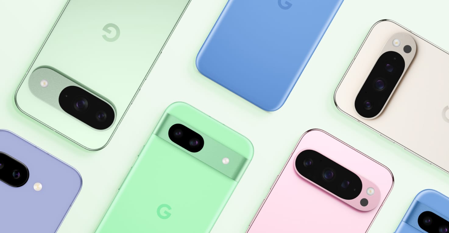 Une composition &agrave; plat de diff&eacute;rents t&eacute;l&eacute;phones Google.